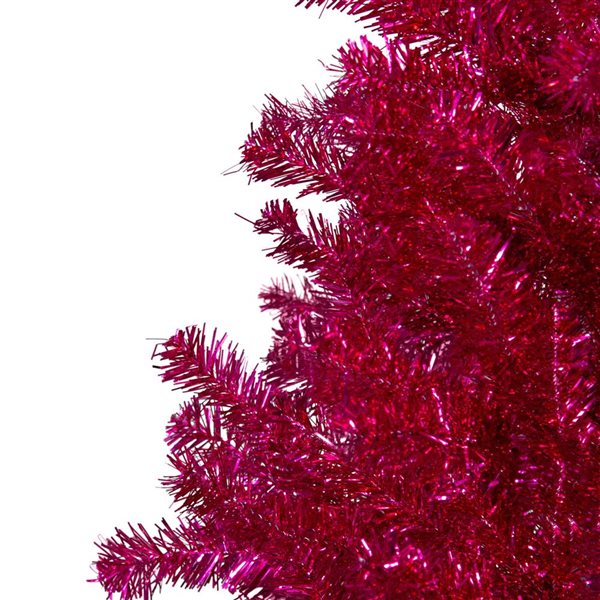 Northlight 4.5-ft H Unlit Metallic Pink Tinsel Full Artificial Christmas Tree w/ Tree Stand