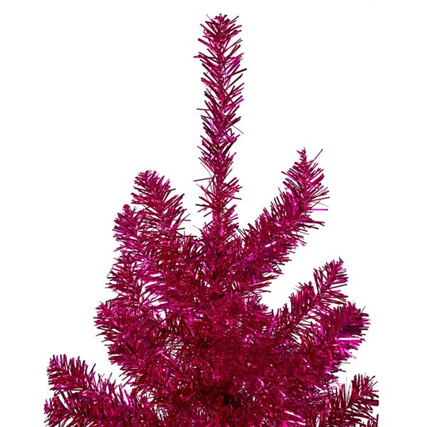 Northlight 4.5-ft H Unlit Metallic Pink Tinsel Full Artificial Christmas Tree w/ Tree Stand