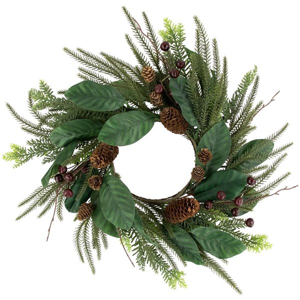Northlight 20-in dia Unlit Indoor Mixed Green Foliage with Berries Artificial Christmas Wreath