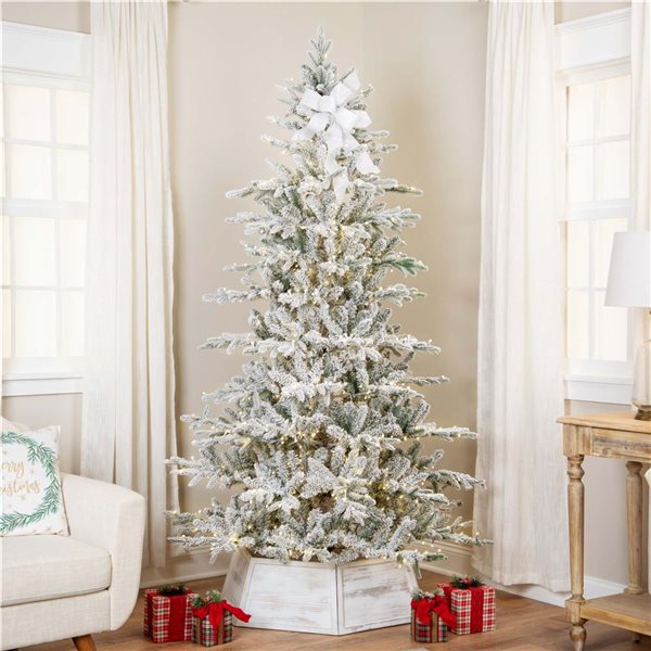 Northlight Real Touch 9-ft H Calgary Pine Pre-Lit Full Flocked Christmas Tree w/Dual Colour LED Lights and Tree Stand