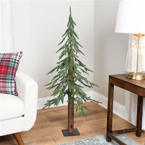 Northlight 4-ft H Alpine Pine Pre-Lit 150 Clear LED Lights Full Artificial Christmas Tree w/ Tree Stand
