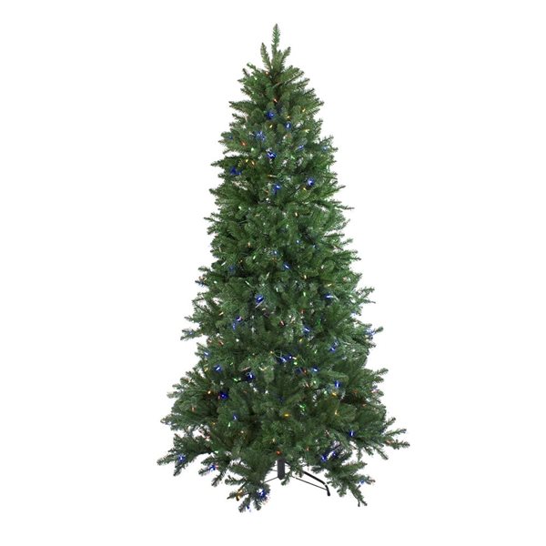 Northlight 12-ft H Noble Fir Pre-Lit LED Multicolour Lights Instant Connect Full Artificial Christmas Tree w/ Tree Stand