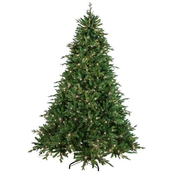 Northlight Real Touch 9-ft H Cumberland Pine Pre-Lit Warm White LED Full Artificial Christmas Tree w/ Tree Stand