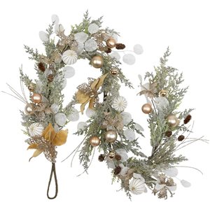 Northlight Indoor Unlit 6-ft L x 7-in W Glittered Poinsettia and Ornaments Artificial Christmas Garland