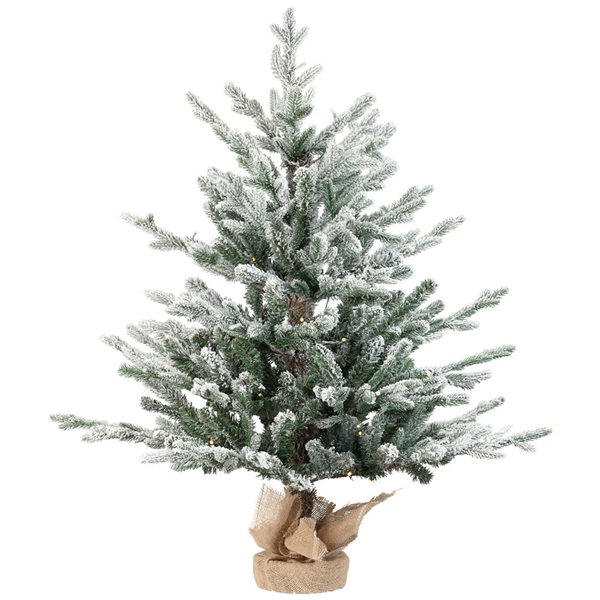 Northlight Real Touch 3-ft H Tamarack Pine Pre-Lit Warm White LED Full Artificial Christmas Tree w/ Burlap
