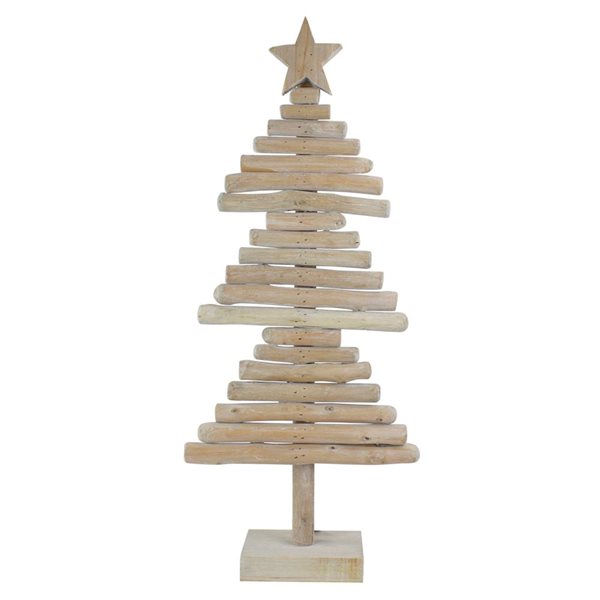 Northlight 25.5-in H Rustic Wooden Full Artificial Christmas Tree w/ Star Decoration