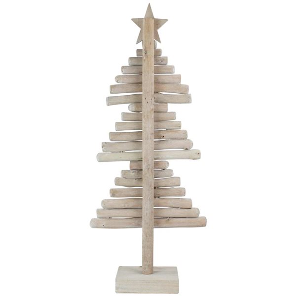 Northlight 25.5-in H Rustic Wooden Full Artificial Christmas Tree w/ Star Decoration