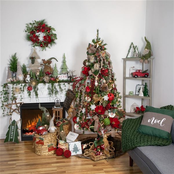Northlight 25.5-in H Rustic Wooden Full Artificial Christmas Tree w/ Star Decoration