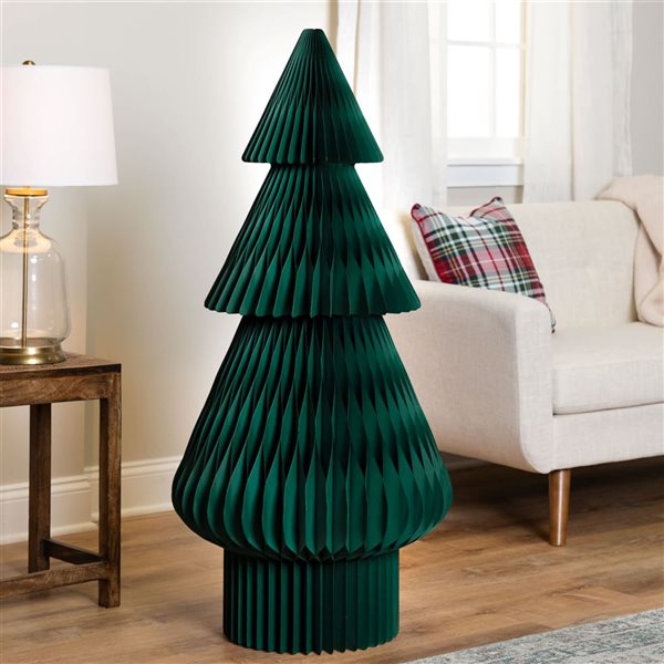 Northlight 4-ft H Unlit Dark Green Tall Accordion Honeycomb Foldable Paper Christmas Tree w/ Tree Stand