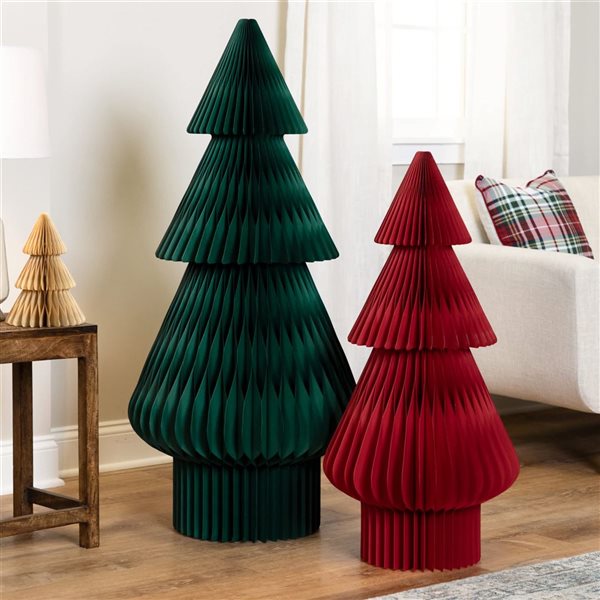 Northlight 4-ft H Unlit Dark Green Tall Accordion Honeycomb Foldable Paper Christmas Tree w/ Tree Stand