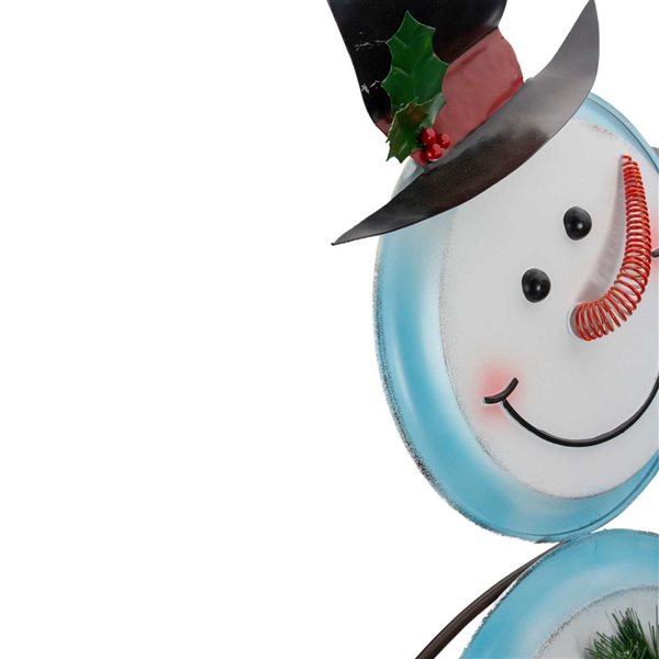 Northlight 36-in Metal Snowman with Wreath Christmas Decoration - White and Blue