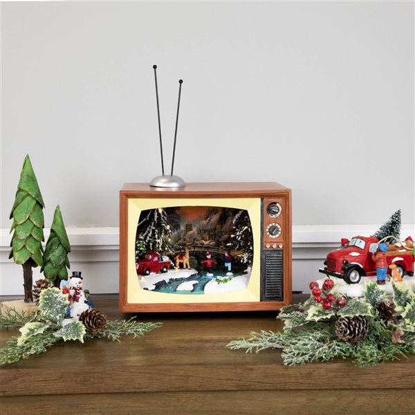 Northlight 9.25-in LED Lighted Animated Musical TV with Ice Skating Scene Christmas Display