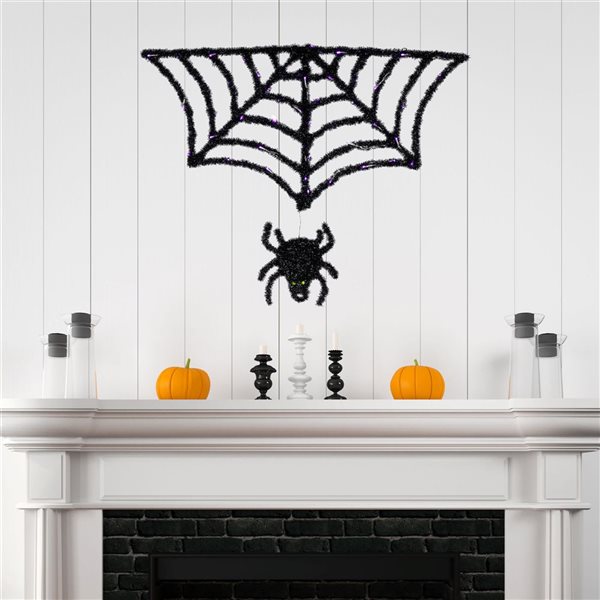 Northlight 36-in Black Lighted Spider and Web Halloween Decoration - Purple LED Lights