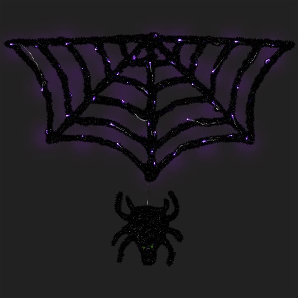 Northlight 36-in Black Lighted Spider and Web Halloween Decoration - Purple LED Lights