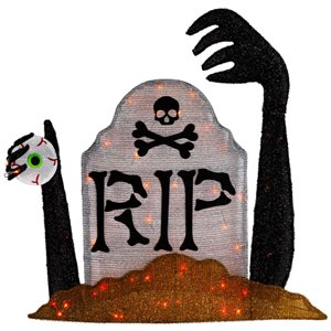 Northlight 31.5-in Black/Grey Lighted Tombstone Halloween Decoration - Orange LED Lights