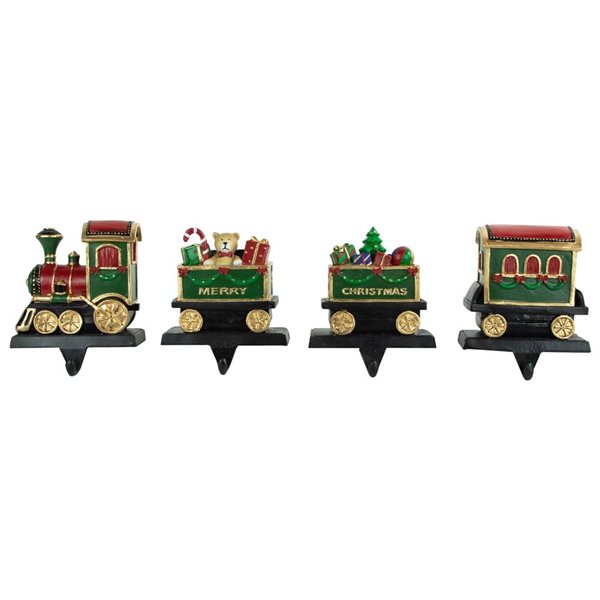 Northlight 5-in 4-pc Merry Christmas Train Stocking Holders