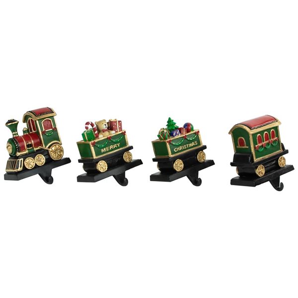Northlight 5-in 4-pc Merry Christmas Train Stocking Holders