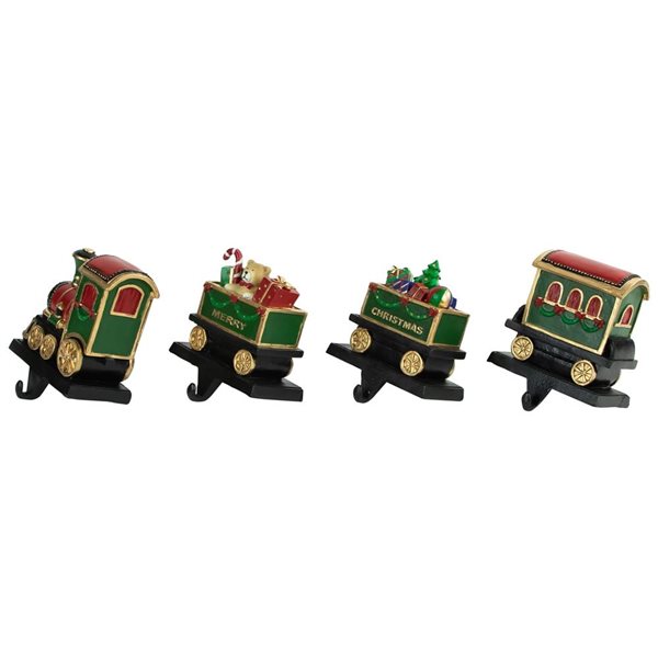 Northlight 5-in 4-pc Merry Christmas Train Stocking Holders