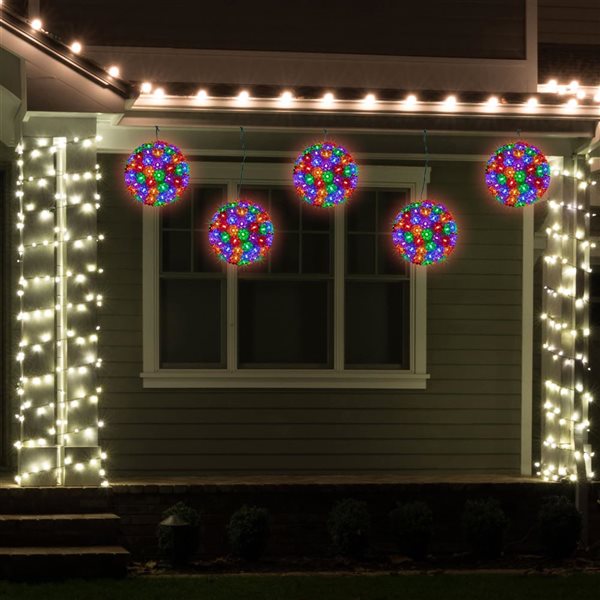 Northlight 7.5-in LED Lighted Hanging Starlight Sphere Outdoor Christmas Decoration - Multicolour Lights