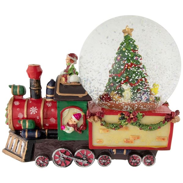 Northlight 8-in Elf Train Musical Christmas Snow Globe