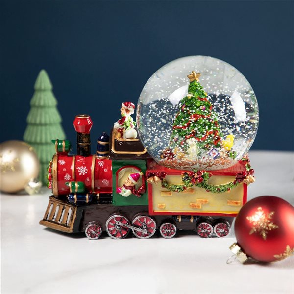 Northlight 8-in Elf Train Musical Christmas Snow Globe