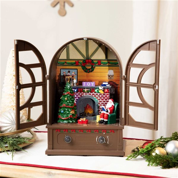 Northlight 12.5-in LED Lighted and Musical Retro Radio with Santa Scene Christmas Decoration