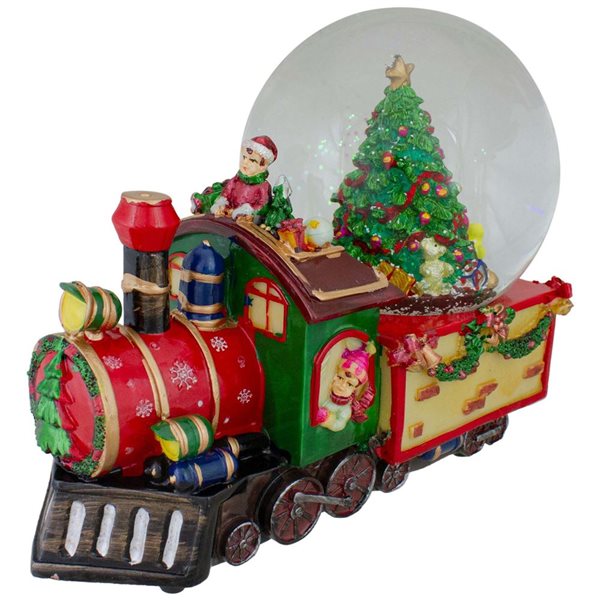Northlight 8-in Christmas Train with Tree Musical Snow Globe Decoration