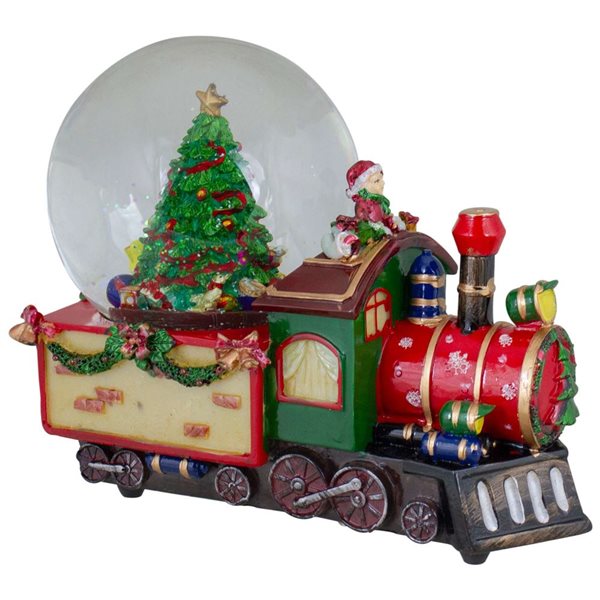 Northlight 8-in Christmas Train with Tree Musical Snow Globe Decoration