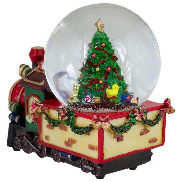 Northlight 8-in Christmas Train with Tree Musical Snow Globe Decoration