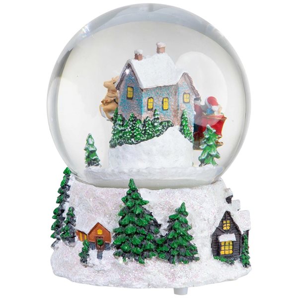 Northlight 6.75-in Musical and Animated Santa and Reindeer Rotating Christmas Water Globe