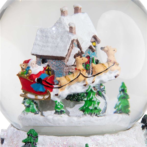 Northlight 6.75-in Musical and Animated Santa and Reindeer Rotating Christmas Water Globe