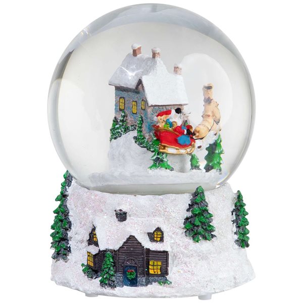 Northlight 6.75-in Musical and Animated Santa and Reindeer Rotating Christmas Water Globe