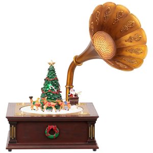 Northlight 14-in LED Lighted and Musical Gramophone Animated Christmas Decoration