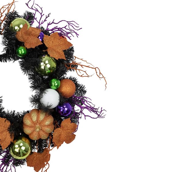 Northlight 24-in Unlit Jack-O-Lantern in Witches Hat Halloween Pine Wreath