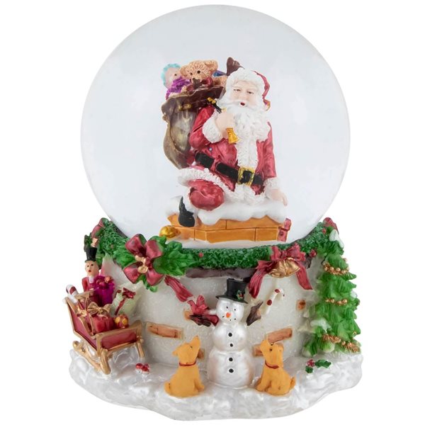 Northlight 7-in Santa Claus in Chimney Musical Christmas Snow Globe