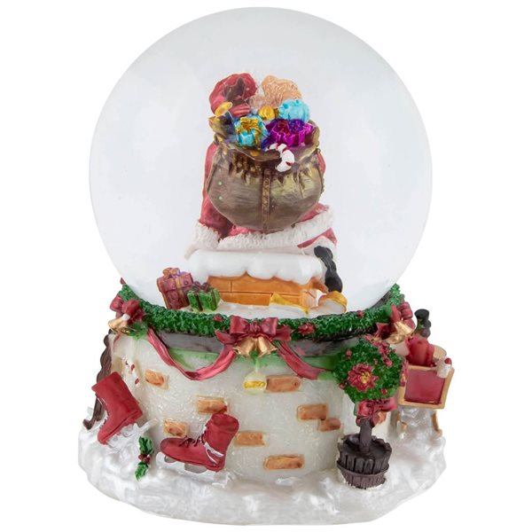 Northlight 7-in Santa Claus in Chimney Musical Christmas Snow Globe