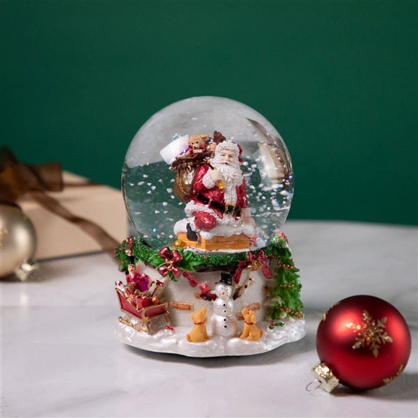 Northlight 7-in Santa Claus in Chimney Musical Christmas Snow Globe