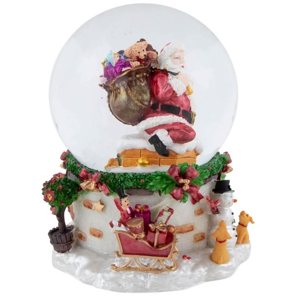 Northlight 7-in Santa Claus in Chimney Musical Christmas Snow Globe