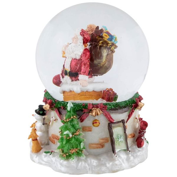 Northlight 7-in Santa Claus in Chimney Musical Christmas Snow Globe