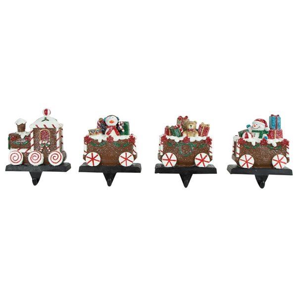 Northlight 4-pc 4.75-in Gingerbread Train Christmas Stocking Holders