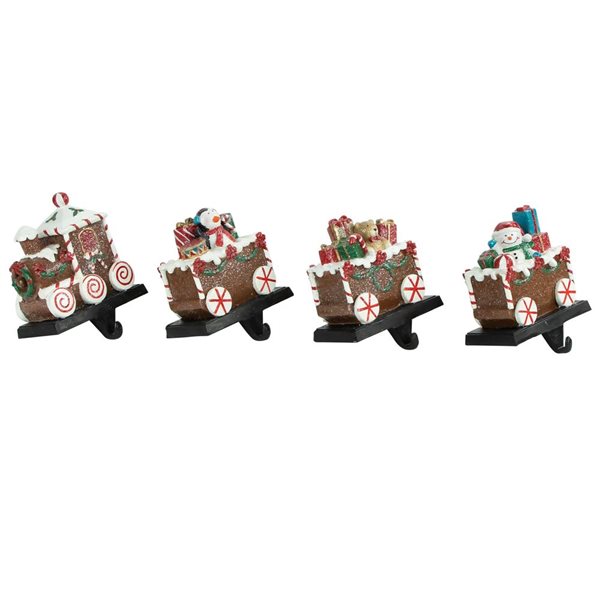 Northlight 4-pc 4.75-in Gingerbread Train Christmas Stocking Holders