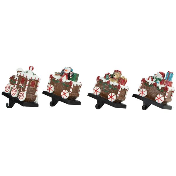 Northlight 4-pc 4.75-in Gingerbread Train Christmas Stocking Holders