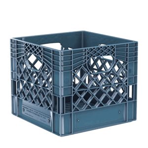 Caisse de lait Modern Homes 13 p. x 11 h. x 13 po l. de 16 pintes en plastique bleu
