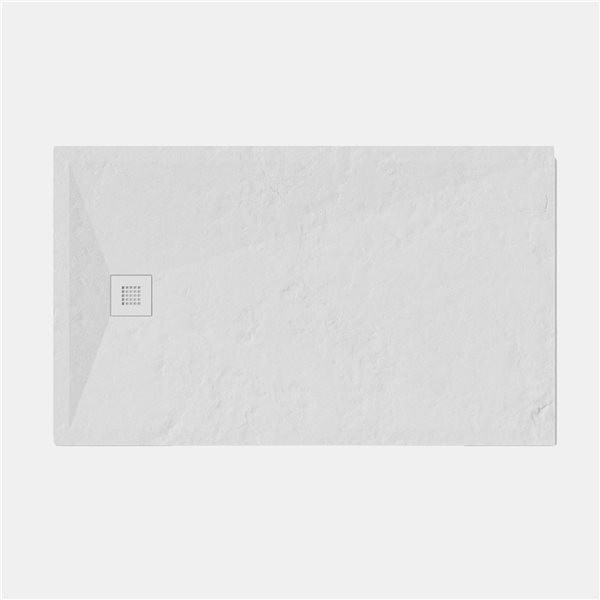 Valley Bath & Kitchen Masso 60 x 36-in White Stone Shower Base with Reversible Drain