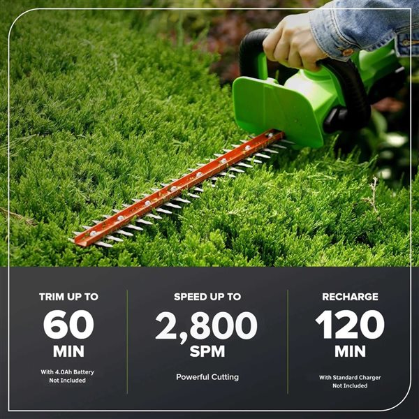 Greenworks 24V 22-in L Dual Blade Laser Cut Hedge Trimmer