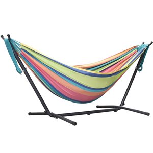 Vivere 9-ft L Multicoloured Double Cotton Hammock w/ Stand
