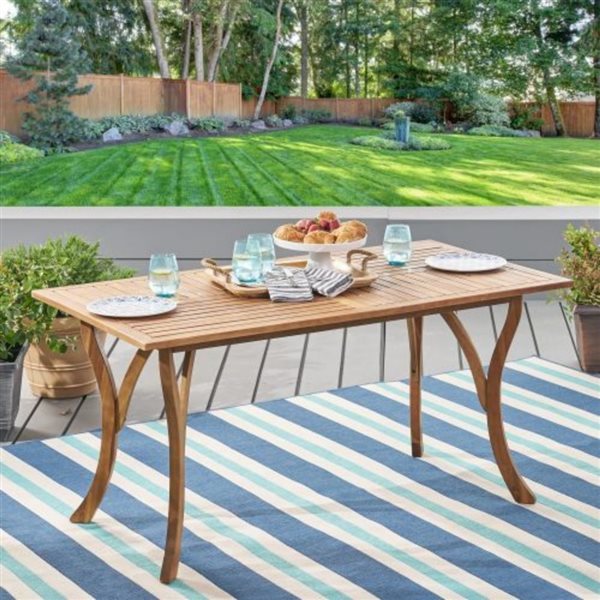 Homy Casa 31.5 W x 59-in L Acacia Wood Outdoor Rectangular Dining Table