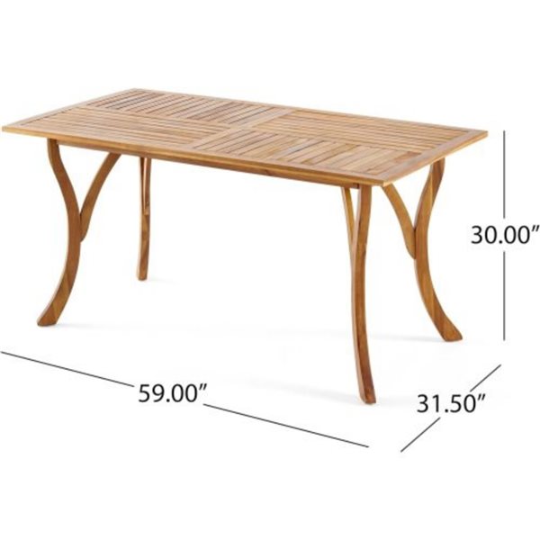 Homy Casa 31.5 W x 59-in L Acacia Wood Outdoor Rectangular Dining Table