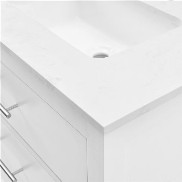 BridgePoint Home Mara 30 W x 20 D x 34.5-in H White with White Stone Top Single-Sink Bathroom Vanity