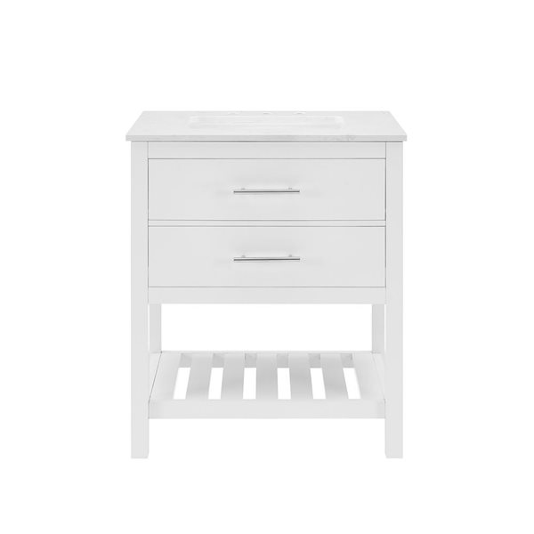 BridgePoint Home Mara 30 W x 20 D x 34.5-in H White with White Stone Top Single-Sink Bathroom Vanity